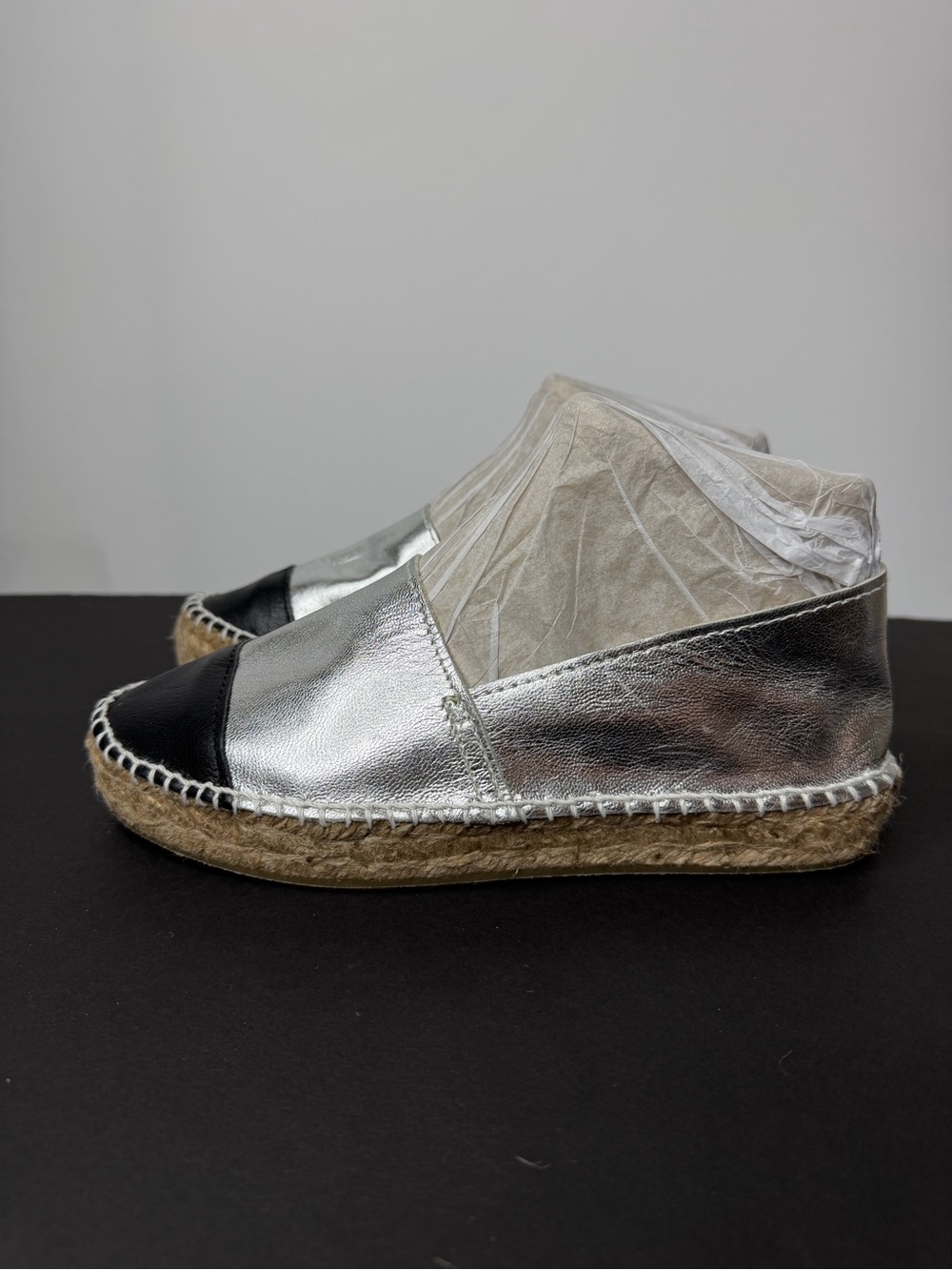 Aldo Metallic Silver Espadrille Slip-On Sneakers
